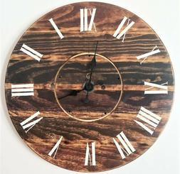 30 inch Large Wood Spool Clock - Farmhouse Wooden Wall Decor