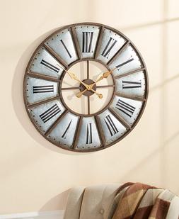 30" Industrial Farmhouse Rustic Wall Clock Oversized Country
