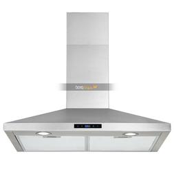 30 Inch Wall Mount Kitchen Range Hood LED Touch Control Time