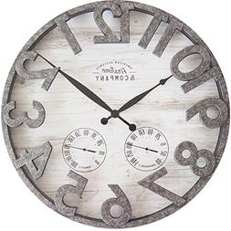 FirsTime 31038 Shiplap Outdoor Wall Clock, Light Gray