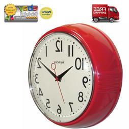 Westclox 32042R Retro 1950 Kitchen Wall Clock, 9.5-Inch, Red