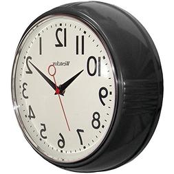 Westclox 32042R Retro 1950 Kitchen Wall Clock, 9.5-Inch Blac