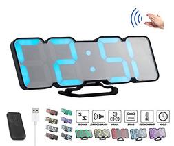 Li Bai 3D Digital Alarm Clock LED Wall Calendar Wireless Rem
