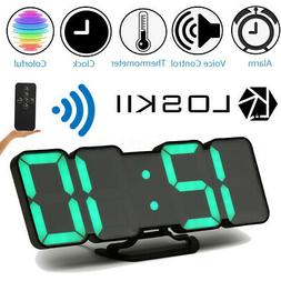 3D Colorful LED Light Wall Alarm Clock Snooze With Remote & 