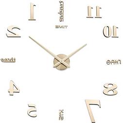 3D DIY Wall Clock Decor Sticker Mirror Frameless Large For L