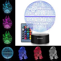 New Hiya 3D Illusion Star Wars Night Light, Three Pattern an