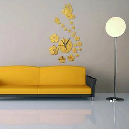 3D Mirror Surface DIY Wall Clock Sticker for Living Room Dec