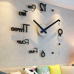 3D Modern DIY Large Number Mirror Wall Sticker Big Watch Hom