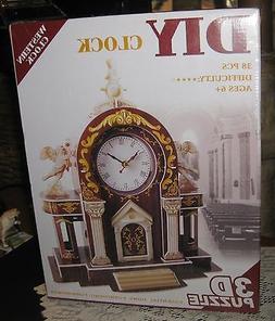 3D Puzzle Western Clock Alarm Working Clock #2807F 38 Pieces