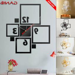 3D Wall Clock DIY Office Bedroom Decor Acrylic Art Sticker D