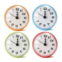 4 Color Bathroom Shower Waterproof Wall Clock Large Sucker W