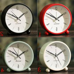 4'' Round Non-Ticking Analog Table Alarm Clock for Bedrooms 