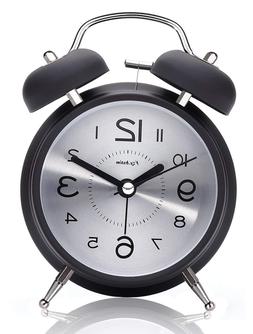 4" Twin Bell Alarm Clock for Heavy Sleepers,with Backlight, 
