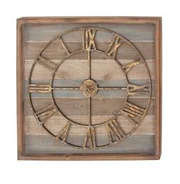 Deco 79 44444 Square Iron and Wood Wall Clock, 30" x 30", Br