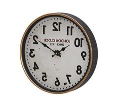Deco 79 52584 Wall Clock, White/Oak Brown/Black/Red/Brass