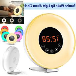 6 Color Switch Sunrise Alarm Clock Digital LED Sleeper Wake 