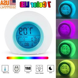 7 Color Changing LED Digital Alarm Clock Snooze Home Decor F