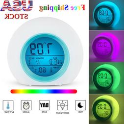 7 Color Changing LED Digital Alarm Clock Snooze Home Decor F