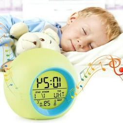 7 Color LED Change Digital Glowing Alarm Clock Night Light f