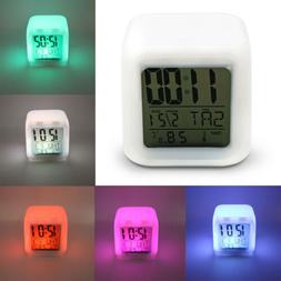 7 Color LED Change Night Light Alarm Clock Digital For Bedro