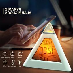 7 Color LED Digital Alarm Clock Night Lamp Changing Thermome