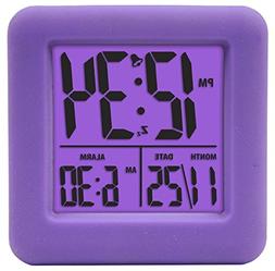 70904 Equity by La Crosse Soft Cube LCD Alarm Clock Purple -