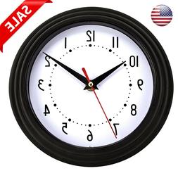 8 Inch Black Frame Wall Clock Glass Lens for Indoor Use Batt