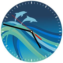 8" WALL CLOCK - Dolphins #SN16 Sea Ocean Beach Kitchen Bathr