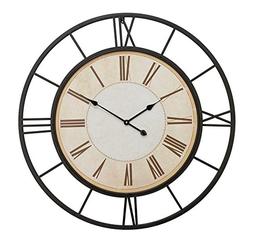 Deco 79 92266 Metal  Wall Clock 37"D,  Black, White
