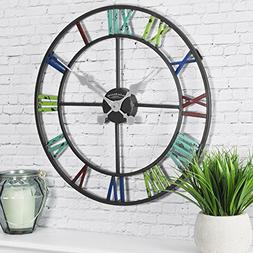 FirsTime 99671 Wall Clock, Dark Pewter/Multicolor