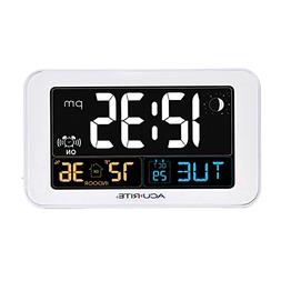AcuRite Intelli-Time Alarm Clock with USB Charger, Indoor Te