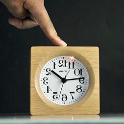 ECVISION Handmade Alarm Clock Classic Small Square Silent Ta