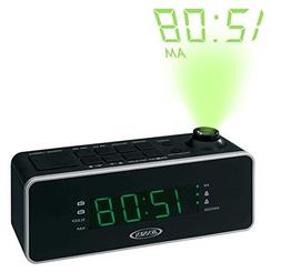 Jensen Compact AM/FM Time Projection Dual Alarm Clock Radio 