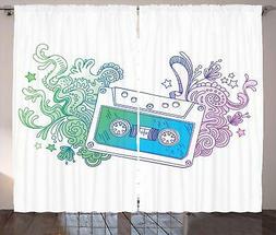 Modern Doodle Curtains 2 Panel Set for Decor 5 Sizes Availab