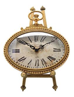 NIKKY HOME Vintage Pewter Oval Standing Table Clock, 6.5 by 