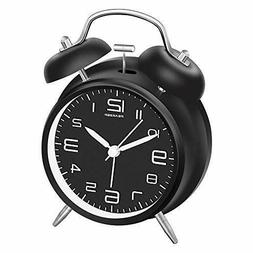 Peakeep 4" Twin Bell Alarm Clock with Stereoscopic Dial, Bac