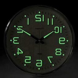 Plumeet Night Light Function, 13-Inch Wall Clock with Silent