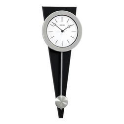 Seiko Wall Pendulum Clock Silver-Tone Case on Black Solid Wo