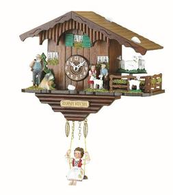 Trenkle Black Forest Clock Swiss House with turning goats, n