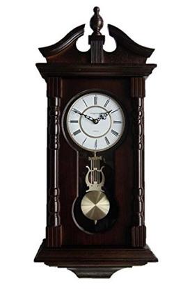 : Grandfather Wood Wall Clock With Chime. Pendulum Wood Trad