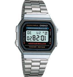 Casio A168W-1 Retro Mens Electro Luminescence Stainless Stee