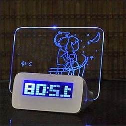 A9 Cool Blue LED Lighting Digital Clock + Message Board + US