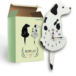 Acrylic Cartoon Wall Clock Wagging Swinging Tail Dog Home Ca