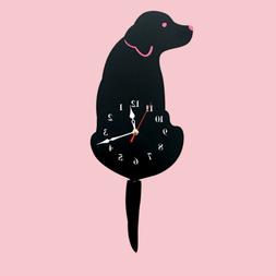 Acrylic Cartoon Wall Clock Wagging Swinging Tail Dog Home Ca