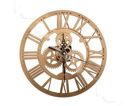 Acrylic Skeleton Clock Gold Round Modern Vintage For Steampu