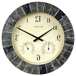 AcuRite 02418 14-Inch Faux-Slate Indoor/Outdoor Wall Clock w