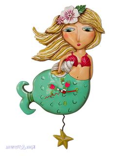 Adorable Blonde SHELLEY MERMAID Designer Wall Clock by Allen