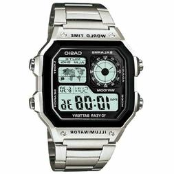 Casio AE-1200WHD-1A Men Digital Dial Wristwatch - Silver