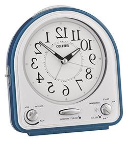 Seiko Alarm Clock, Plastic, Blue, 14.3&nbsp;x 12.9&nbsp;x 7&nbsp;cm
