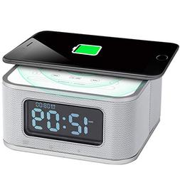 Homtime Alarm Clock with Radio - Wireless Charger Bluetooth 
